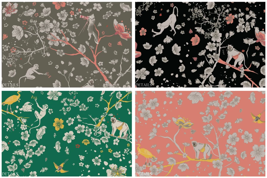 Forest Blossom print, colorway details
