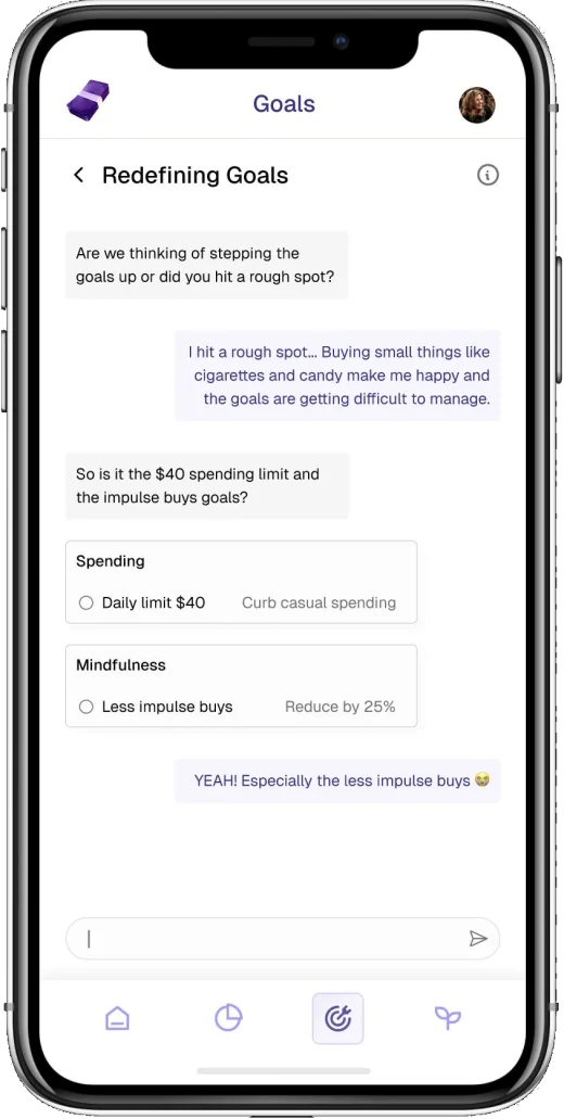 Redefining Goals conversation that reworks goals after a rough spot