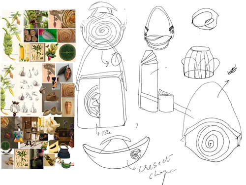 Research and ideation — banana flower and stem cross-section studies