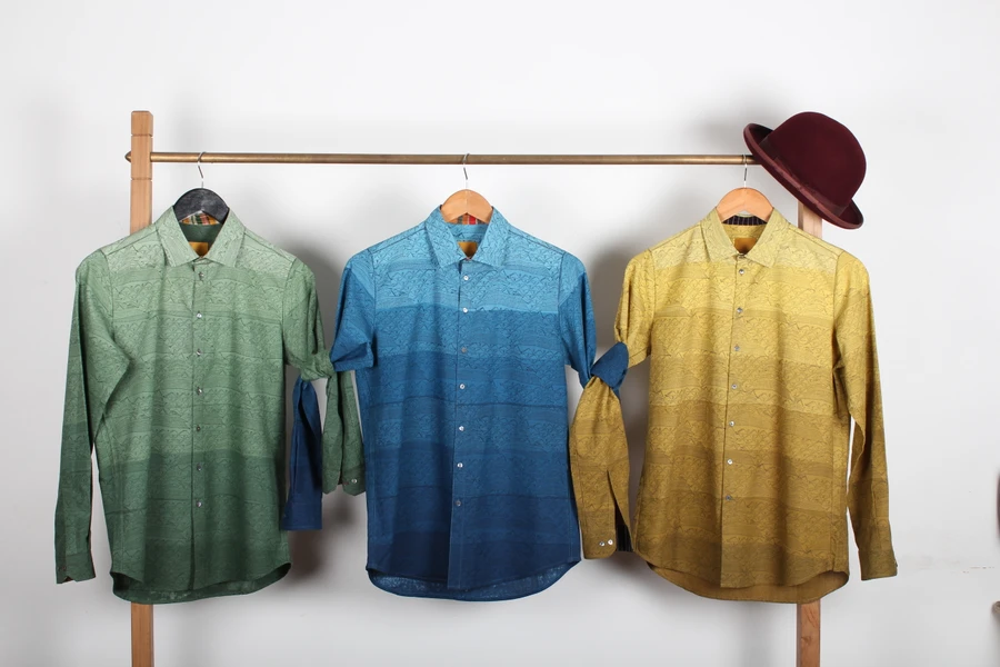 Block-printed shirts, ombré dyed