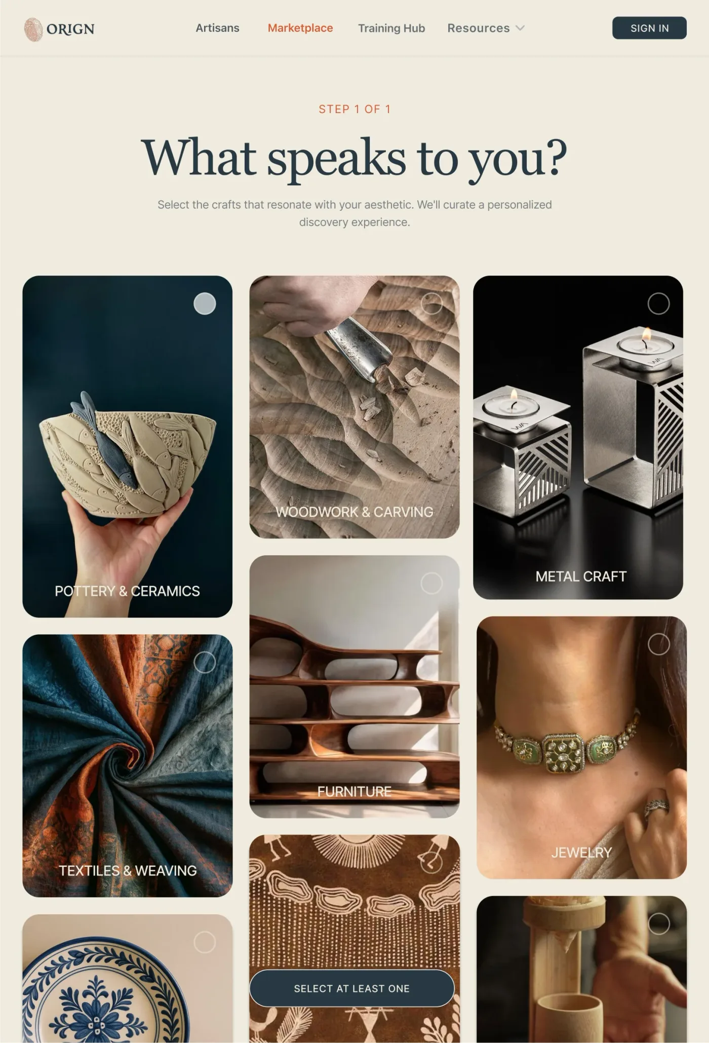 What speaks to you? craft category selection